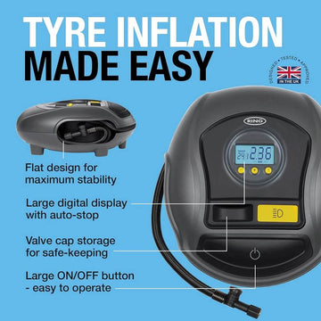 Ring RTC500 12V Digital Tyre Inflator with Auto Stop & LED Light - Imported from UK